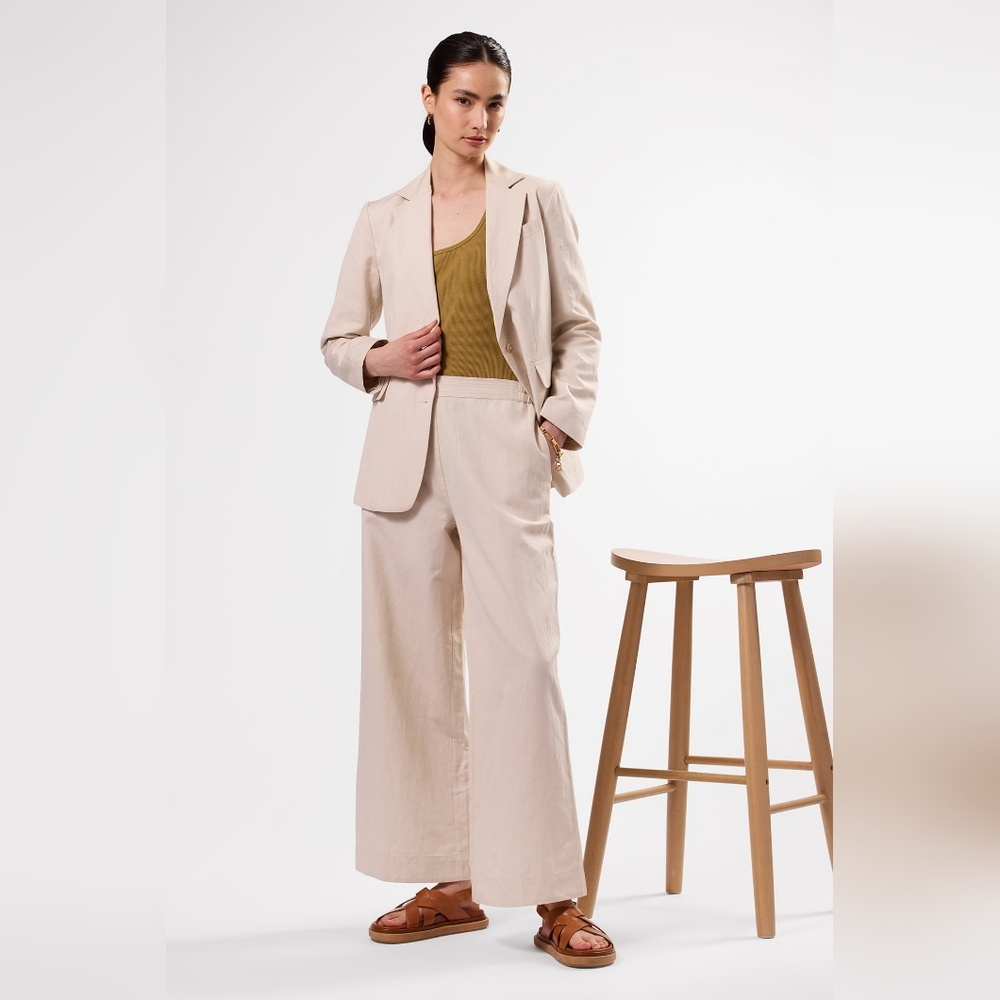 Amour Vert Linen Wide-Leg Pants - Natural